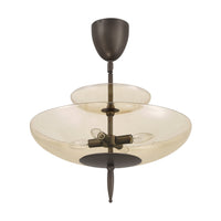 Fiorello 21-inch 4-light Forged Bronze Convertible Pendant with Smoked Amber Glass Shades