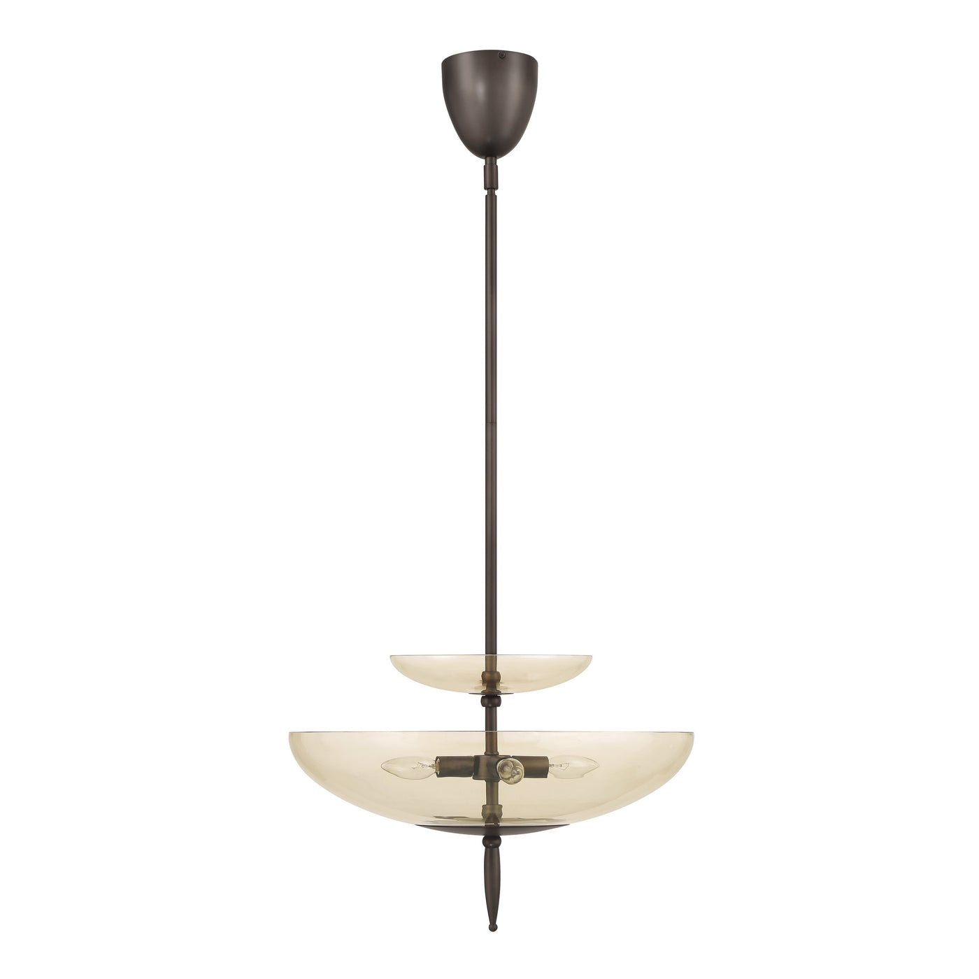 Fiorello 21-inch 4-light Forged Bronze Convertible Pendant with Smoked Amber Glass Shades