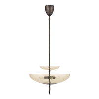 Fiorello 21-inch 4-light Forged Bronze Convertible Pendant with Smoked Amber Glass Shades