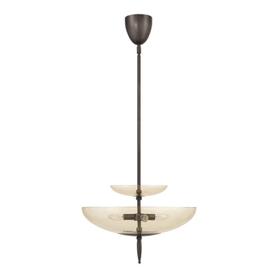 Fiorello 21-inch 4-light Forged Bronze Convertible Pendant with Smoked Amber Glass Shades
