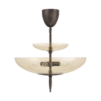 Fiorello 21-inch 4-light Forged Bronze Convertible Pendant with Smoked Amber Glass Shades