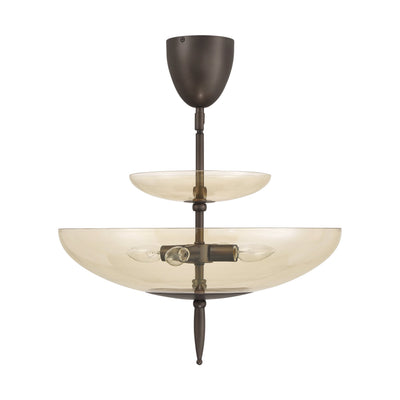 Fiorello 21-inch 4-light Forged Bronze Convertible Pendant with Smoked Amber Glass Shades