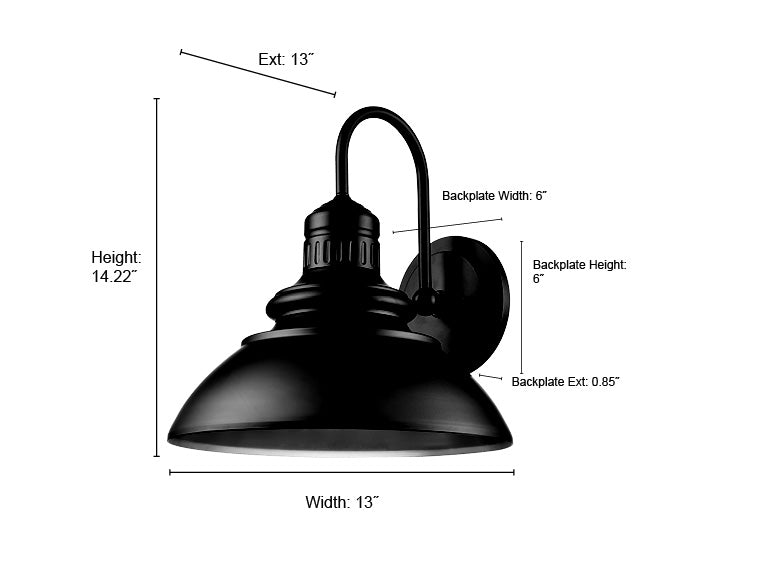 13'' Adda Powder Coated Black  Light Wall Sconce