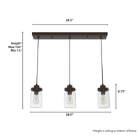 Devon Park 28.5-inch 3-light Onyx Bengal Linear Pendant Cluster with Clear Glass