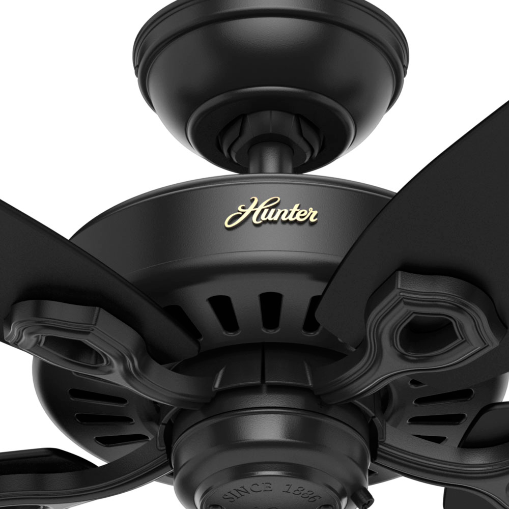 52 inch Builder Matte Black Damp Rated Ceiling Fan and Pull Chain