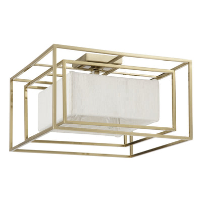 Abbey 18-inch 4-light Brass Convertible Pendant with Cream Cotton Rope Shade