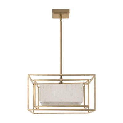 Abbey 18-inch 4-light Brass Convertible Pendant with Cream Cotton Rope Shade