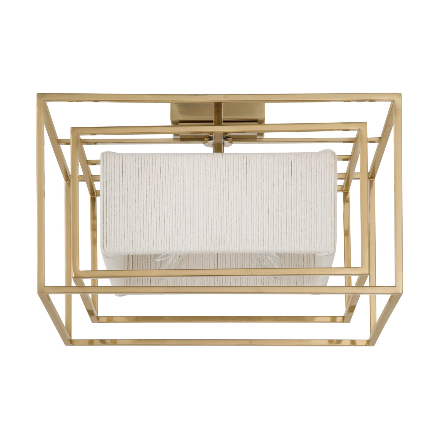 Abbey 18-inch 4-light Brass Convertible Pendant with Cream Cotton Rope Shade