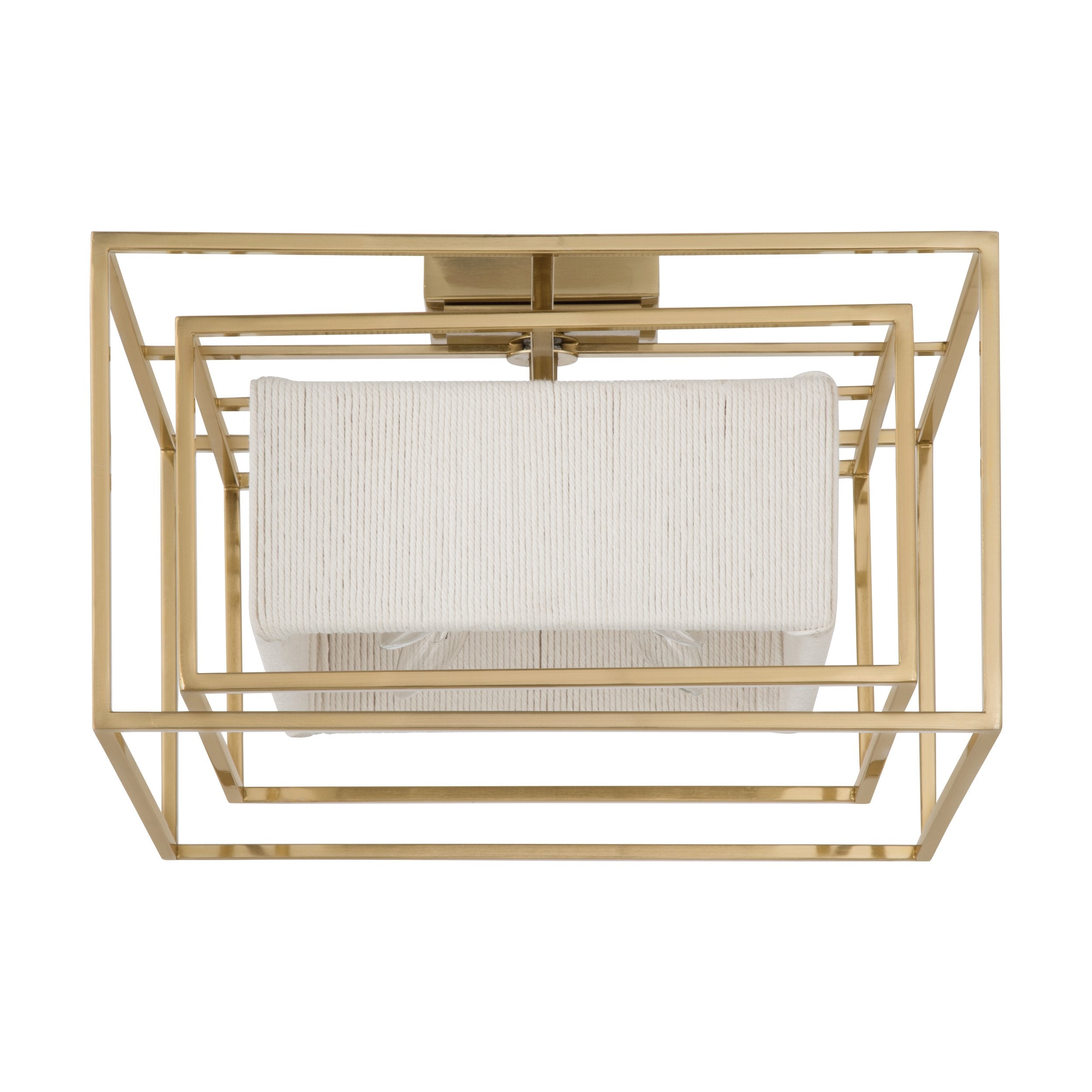 Abbey 18-inch 4-light Brass Convertible Pendant with Cream Cotton Rope Shade