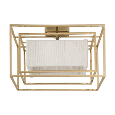 Abbey 18-inch 4-light Brass Convertible Pendant with Cream Cotton Rope Shade