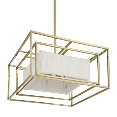 Abbey 18-inch 4-light Brass Convertible Pendant with Cream Cotton Rope Shade