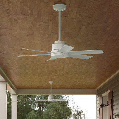 44 inch Kennicott Fresh White Damp Rated Ceiling Fan and Wall Control