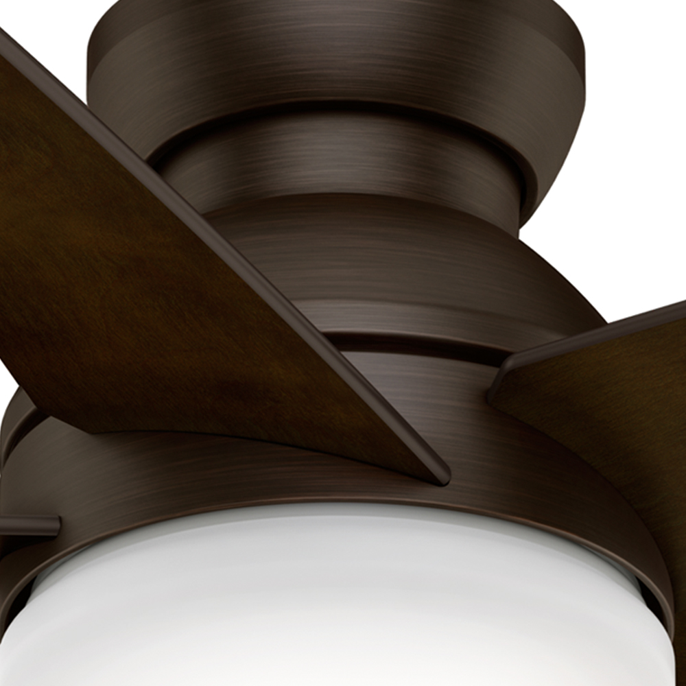 Casablanca 44 inch Isotope Brushed Cocoa Low Profile Ceiling Fan with LED Light Kit and Wall Control