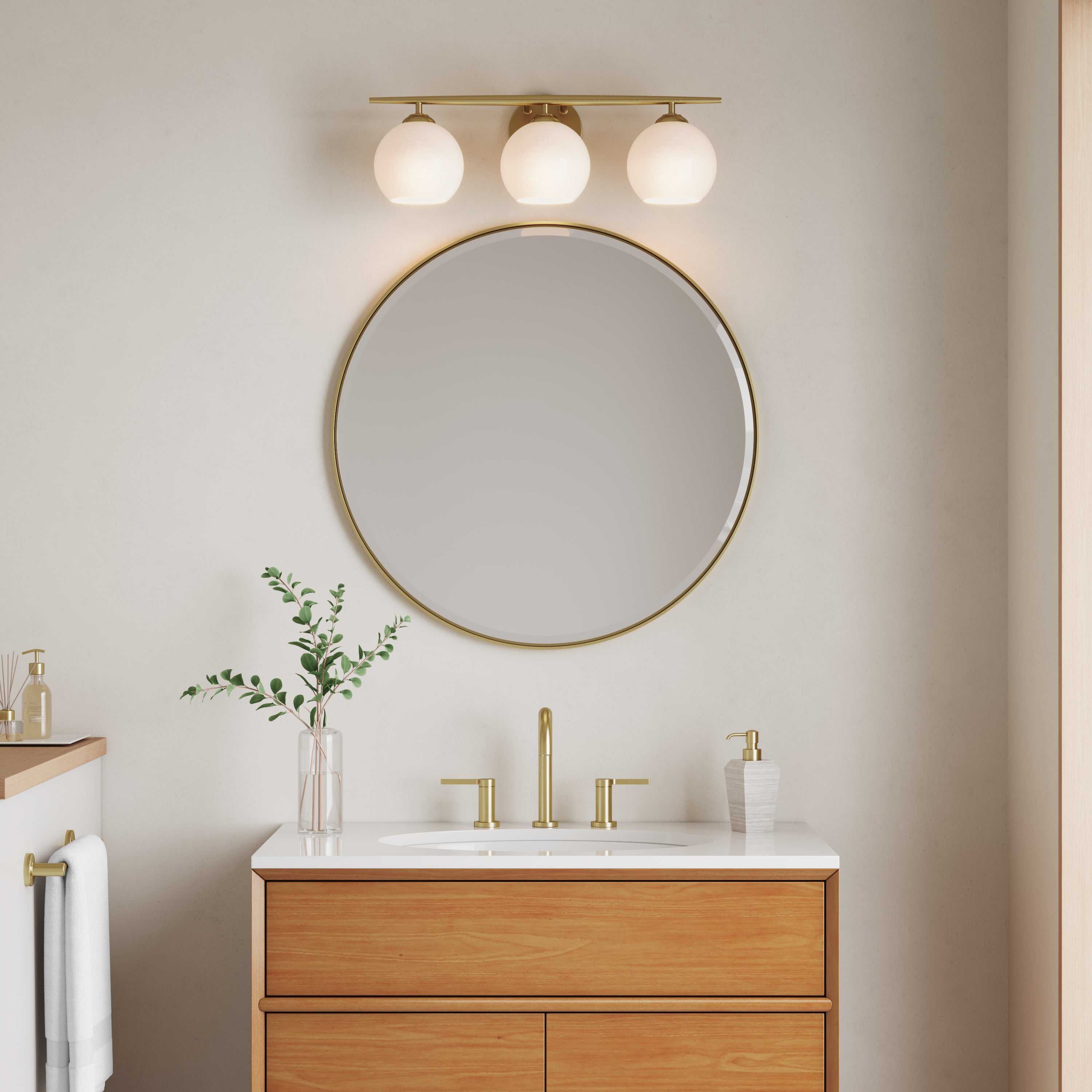 24'' Kimorra Vintage Brass 3 Light Bath Vanity