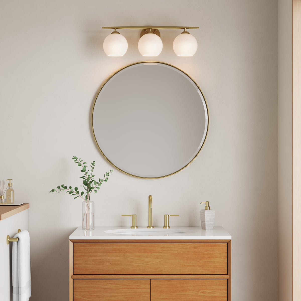 24'' Kimorra Vintage Brass 3 Light Bath Vanity