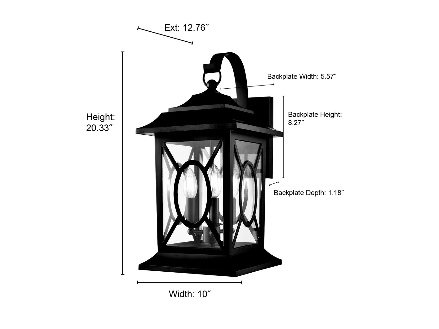 10'' Allbert Powder Coated Black 3 Light Wall Sconce