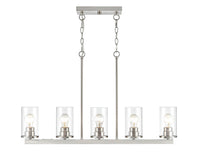 40-inch Verlana Brushed Nickel 5-Light Clear Glass Linear Chandelier