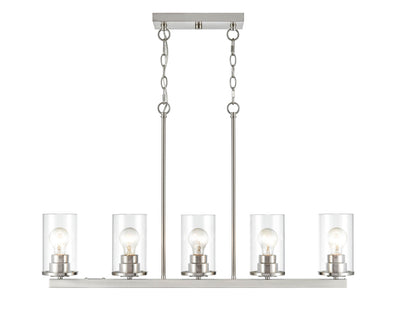 40-inch Verlana Brushed Nickel 5-Light Clear Glass Linear Chandelier