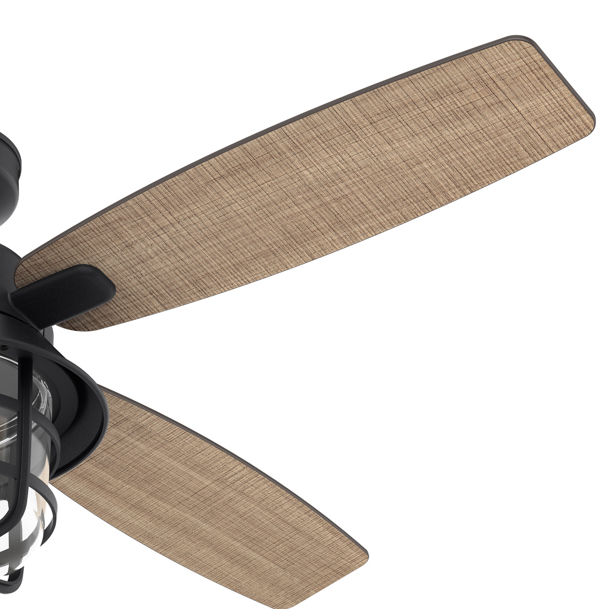 52 inch Port Royale Natural Black Iron Damp Rated Ceiling Fan with LED Light Kit and Handheld Remote