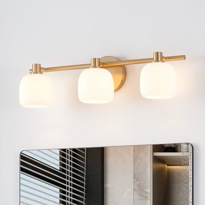 Valentina 24-inch 3-light Champagne Gold Vanity Light with Etched Opal Glass Shades