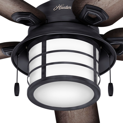 54 inch Key Biscayne Weathered Zinc Damp Rated Ceiling Fan with LED Light Kit and Pull Chain