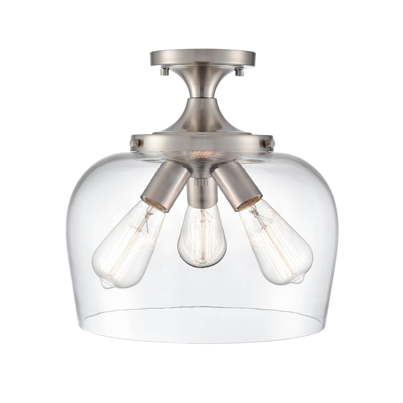 13-inch Ashford Brushed Nickel 3-Light Semi-Flush Mount Ceiling Light