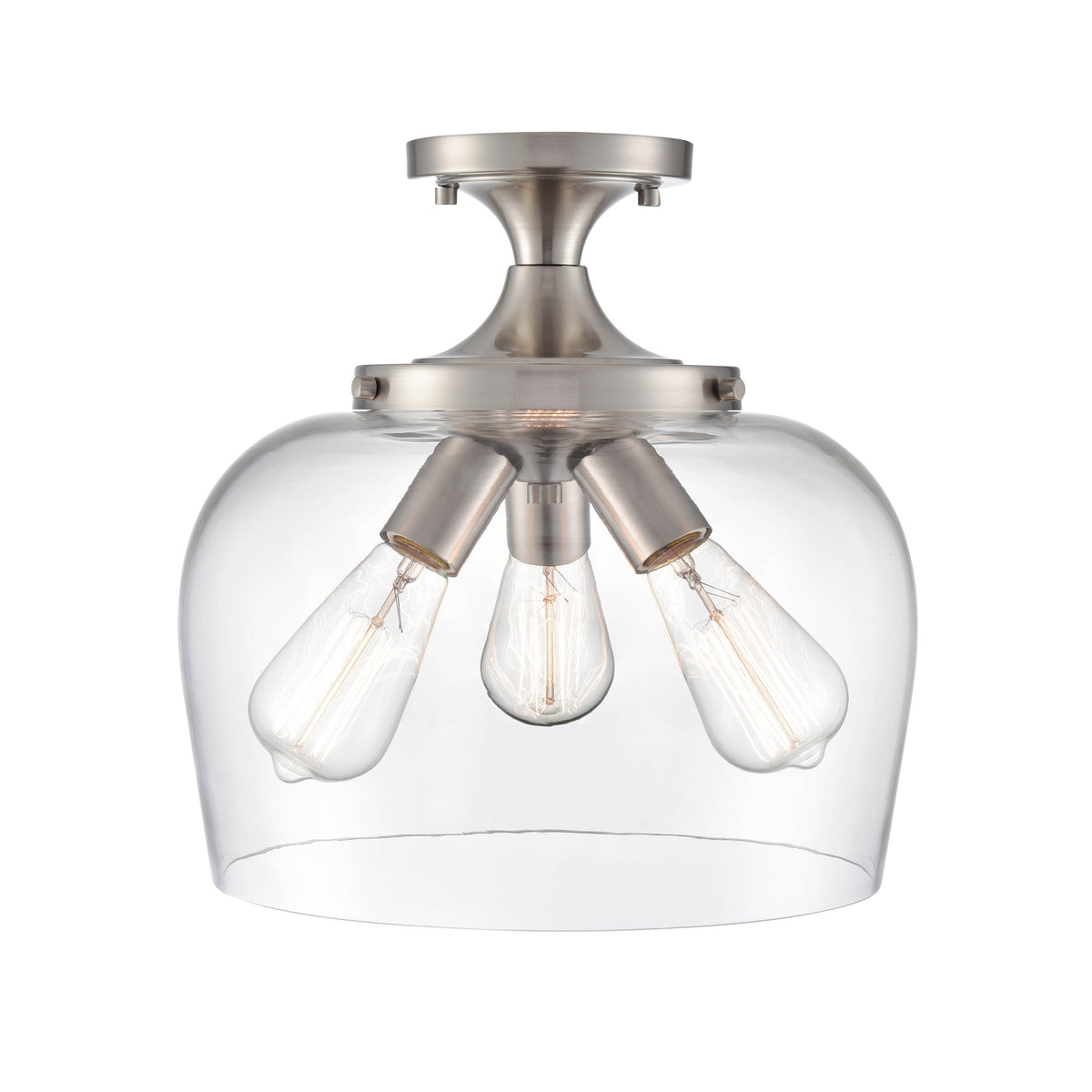 13-inch Ashford Brushed Nickel 3-Light Semi-Flush Mount Ceiling Light