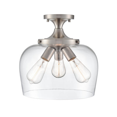 13-inch Ashford Brushed Nickel 3-Light Semi-Flush Mount Ceiling Light