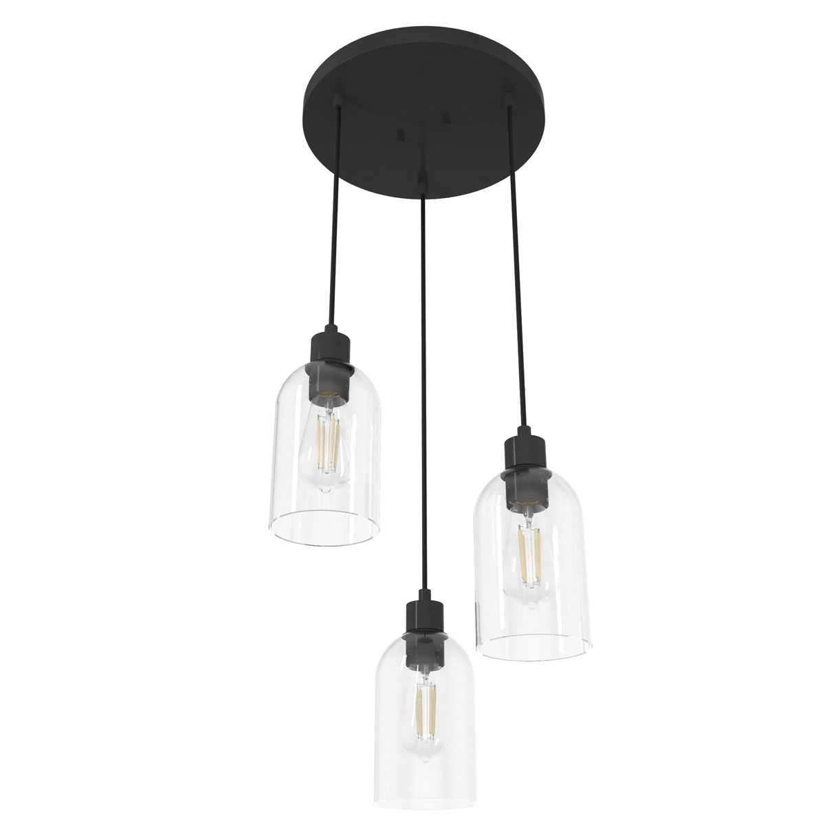 Lochemeade 14.5-inch 3-light Noble Bronze Round Pendant Cluster with Seeded Glass