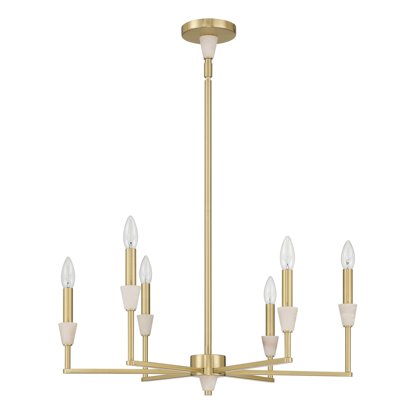 Montclair 26-inch 6-light Brushed Gold and Natural Alabaster Chandelier