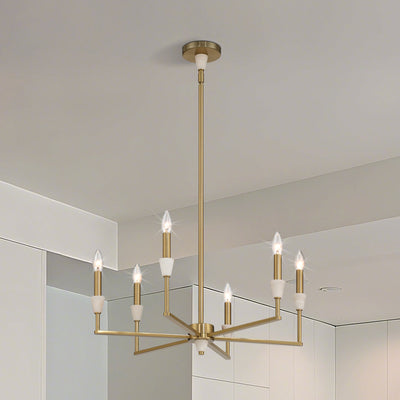 Montclair 26-inch 6-light Brushed Gold and Natural Alabaster Chandelier