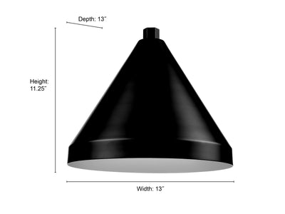 13'' Satin Black Aluminum R Series Cone Shade