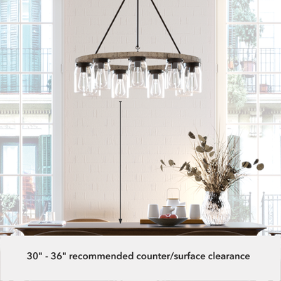 Devon Park 31-inch 9-light Onyx Bengal and Barnwood Chandelier with Clear Glass