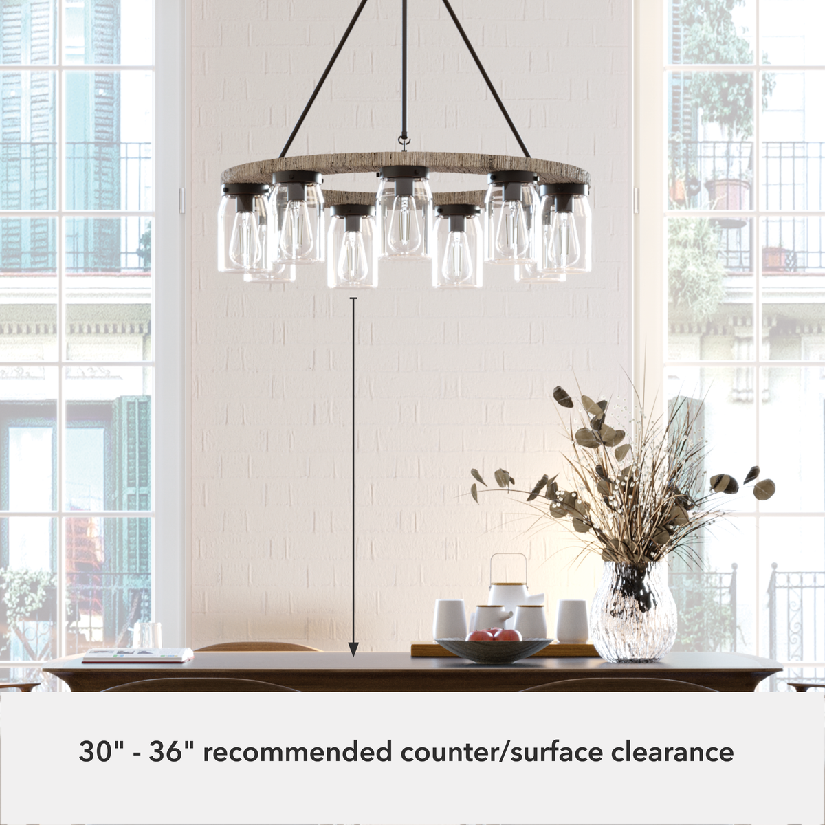 Devon Park 31-inch 9-light Onyx Bengal and Barnwood Chandelier with Clear Glass