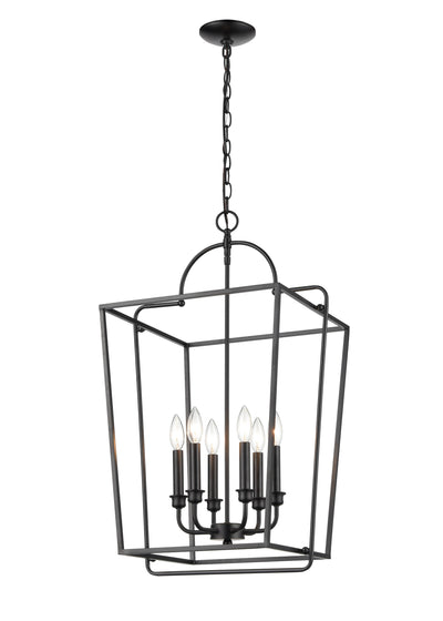 30''  Matte Black 6 Light Pendant