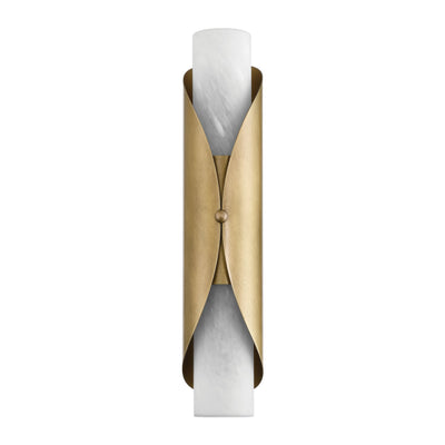 Crescendo 18-inch 2-light Natural Brass Wall Sconce with Alabaster Glass