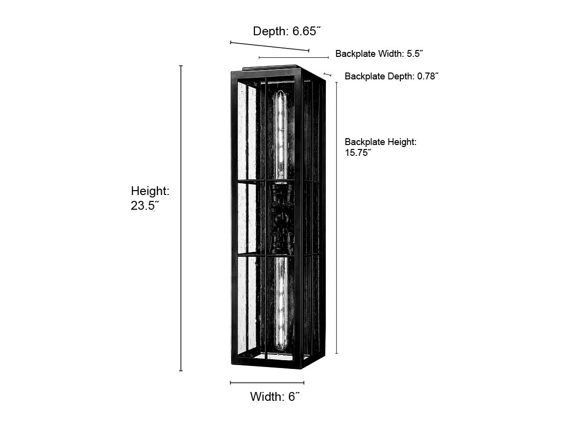 6'' Jaxson Powder Coated Black 2 Light Wall Sconce
