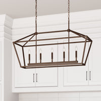 68'' Corona Rubbed Bronze 5 Light Linear Chandelier
