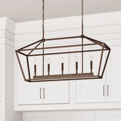 68'' Corona Rubbed Bronze 5 Light Linear Chandelier