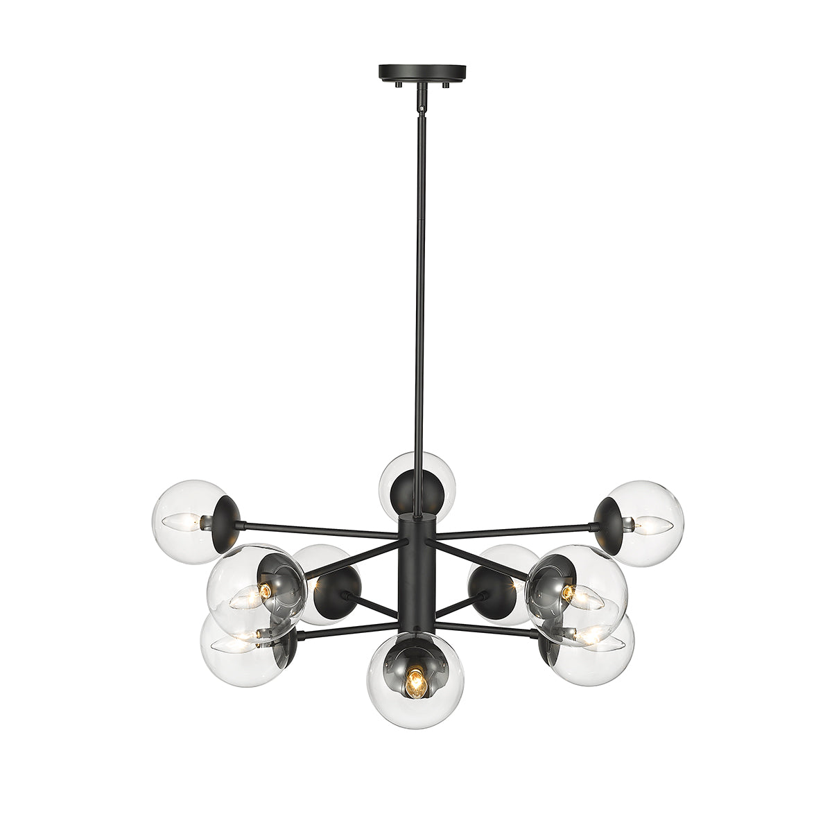 11'' Avell Matte Black 10 Light Chandelier