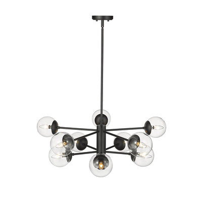 11'' Avell Matte Black 10 Light Chandelier