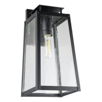 Salford 17-inch 1-light Matte Black Exterior Wall Sconce with Clear Antique Glass