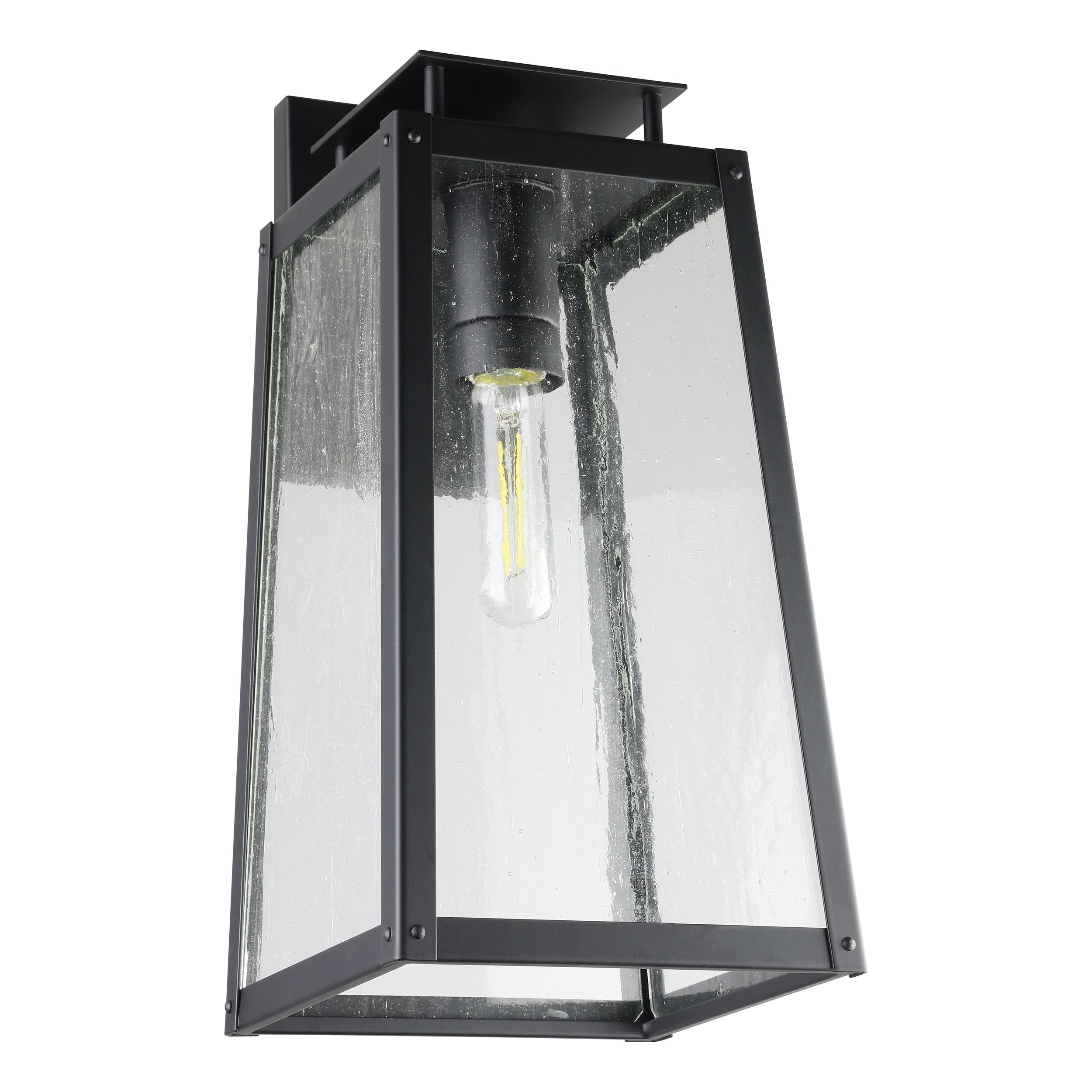 Salford 17-inch 1-light Matte Black Exterior Wall Sconce with Clear Antique Glass
