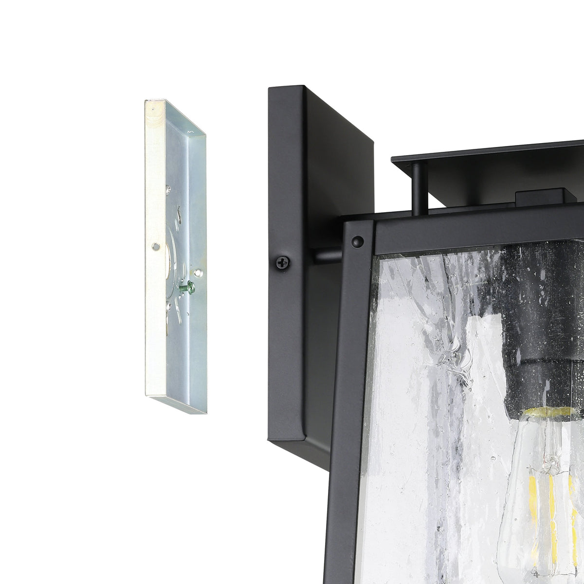 Salford 17-inch 1-light Matte Black Exterior Wall Sconce with Clear Antique Glass