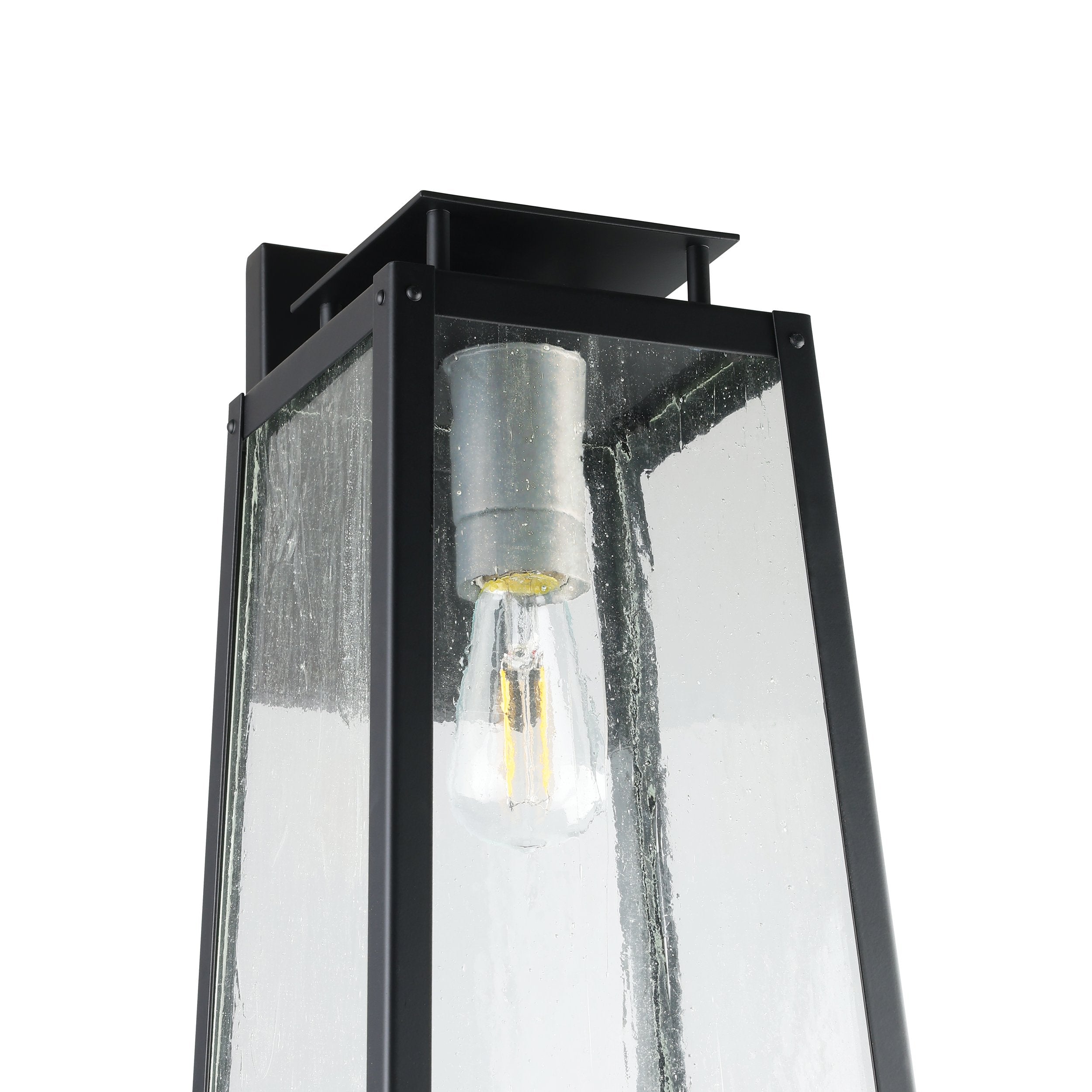 Salford 17-inch 1-light Matte Black Exterior Wall Sconce with Clear Antique Glass