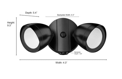 4.3''  Powder Coated Black 2 Light Flood Light