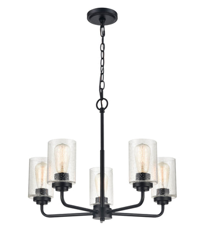 18.75'' Moven Matte Black 5 Light Chandelier