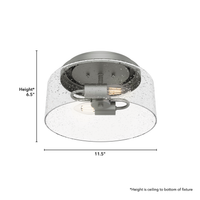 Hartland 11.5-inch 2-light Matte Silver Flush Mount Ceiling Light with Seeded Glass