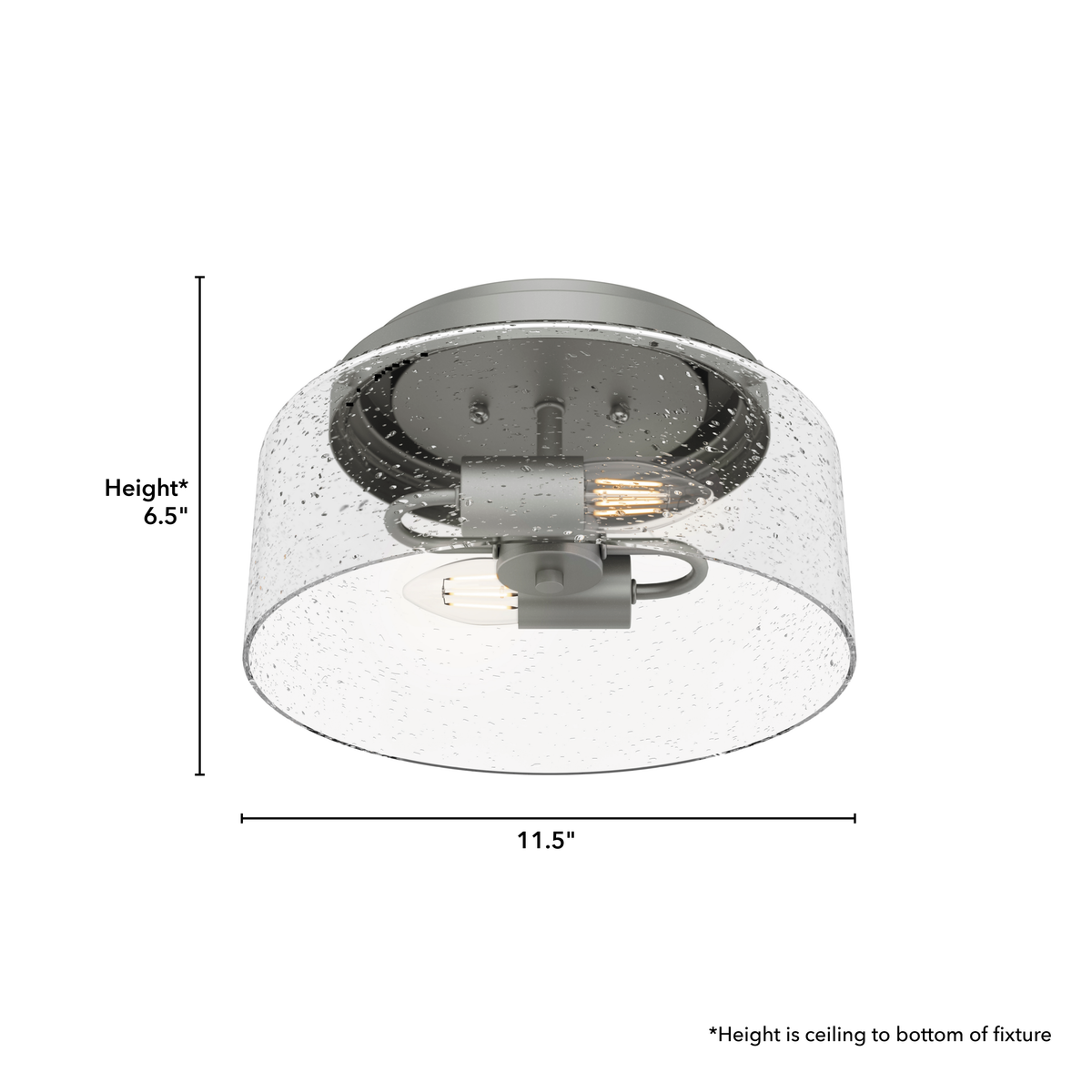 Hartland 11.5-inch 2-light Matte Silver Flush Mount Ceiling Light with Seeded Glass