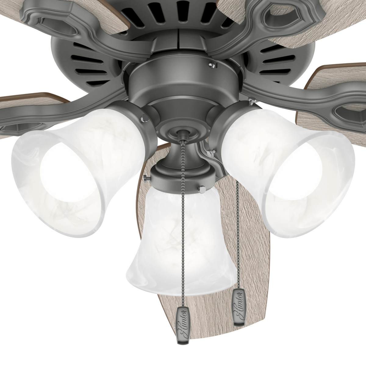 52 inch Builder Matte Silver Ceiling Fan with LED Light Kit and Pull Chain